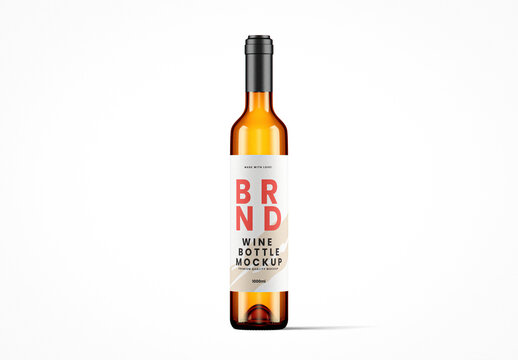 Bordeaux Style Amber Glass Bottle Mockup