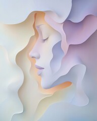 Surreal paper sculpture representing a woman's emotional journey through abortion in soft pastels