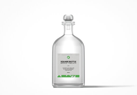 Frosted Glass Square Pharma Bottle Mockup