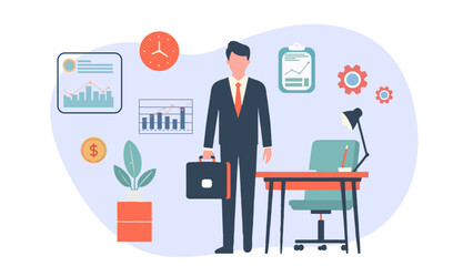 Professional Businessman with Briefcase in Modern Office Environment