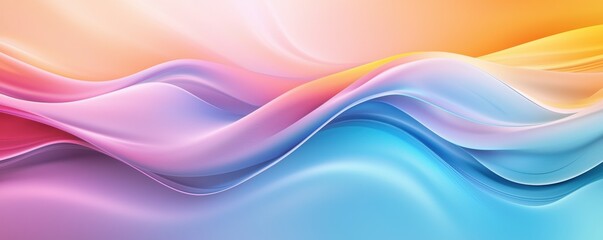 Wave-like abstract curves, fluid motion, gradient colors, 3D illustration