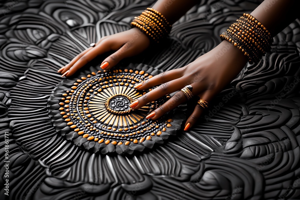 Wall mural african pattern, circular patterns, symbols of eternity represent the cyclical nature of life and th