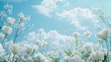 White Flowers Against a Blue Sky