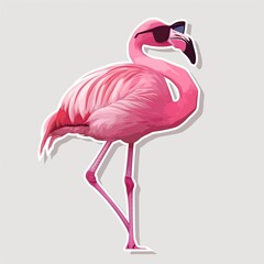 Fototapeta premium Die-cut sticker happy flamingo , 3d generated AI