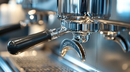 Close up of a Sleek Commercial Espresso Machine for Cafes and Restaurants