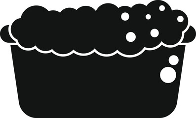 Simple icon of a basin full of water with foam for washing clothes by hand