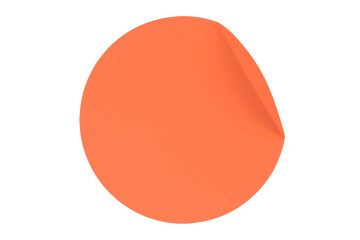 Separate shiny orange circle sticker on transparent background.