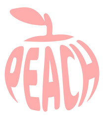 Peach Flat Color Fruit Typography Illustration