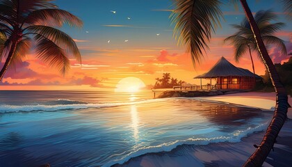 sunset on the beach