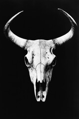 Black And White Bull Skull. Old-fashioned skull on a modern background