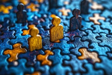 The Missing Piece:  A close-up abstract image of wooden puzzle pieces in blue and yellow, emphasizing the importance of finding the right fit and completing the whole.  