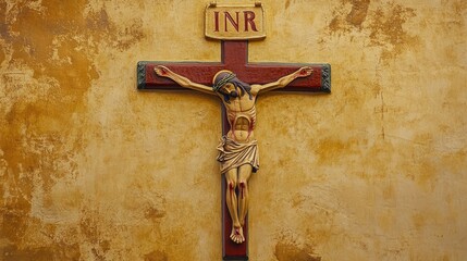 A cross with the initials INRI icon, symbolizing Jesus' crucifixion and the inscription above Him.
