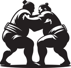 Fototapeta premium Sumo fight silhouette vector illustration isolated on a white background