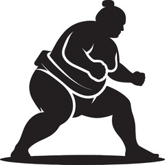 Sumo fight silhouette vector illustration isolated on a white background