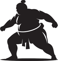 Sumo fight silhouette vector illustration isolated on a white background