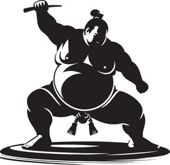 Fototapeta premium Sumo fight silhouette vector illustration isolated on a white background