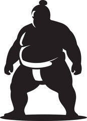 Sumo fight silhouette vector illustration isolated on a white background