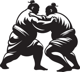 Sumo fight silhouette vector illustration isolated on a white background