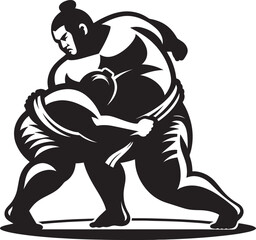 Sumo fight silhouette vector illustration isolated on a white background