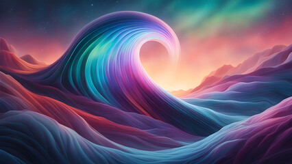 Abstract Colorful Glowing Wave Image