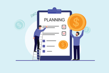 Management of finance concept.. Colored flat vector illustration isolated.