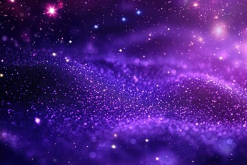 Obraz premium Starry Night Invitations. Violet Glittering Sparkle Texture with Space and Starry Sky Background