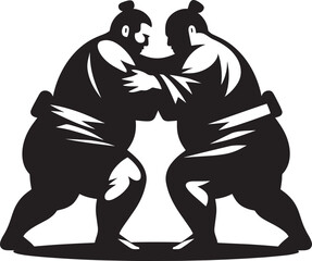 Sumo fight silhouette vector illustration isolated on a white background