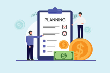Management of finance concept.. Colored flat vector illustration isolated.