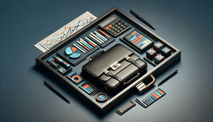 Performance Metrics Border Frame with Briefcase and Chart Graphics - Ideal for Marketing Evaluation with Ample Copy Space