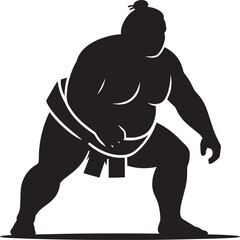 Sumo fight silhouette vector illustration isolated on a white background