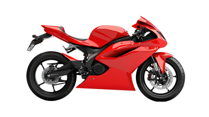 A sleek red motorcycle, embodying speed and power, stands ready for the open road, promising an exhilarating ride. 