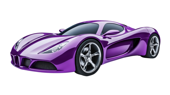 A sleek and powerful purple sports car, its polished exterior gleaming, evokes a sense of speed, luxury, and aspiration.  