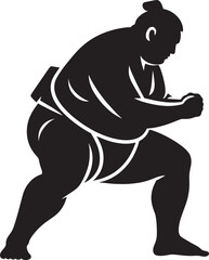 Sumo fight silhouette vector illustration isolated on a white background