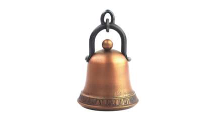 This ornate copper bell, isolated on a black background, exudes an air of antiquity and tradition, promising a clear and resonant chime. 