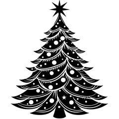 Christmas trees silhouette vector illustration on white background