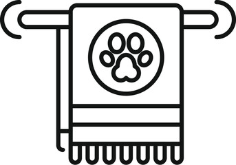 This icon of a clean dog towel hanging on a rail after a bath is perfect for pet businesses
