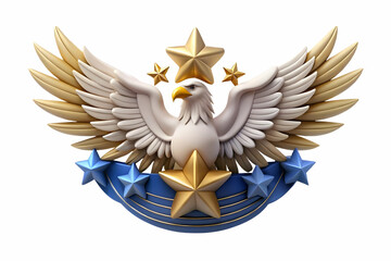 Eagle Emblem and Stars Gracefully Ascending: Inspiring Freedom and Honor for Veterans Day - Isolated on White Background