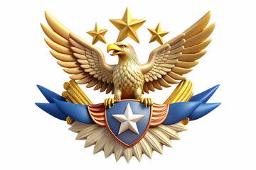 Eagle Emblem and Stars Ascending: Inspiring Freedom Symbol for Veterans Day - Isolated on White Background