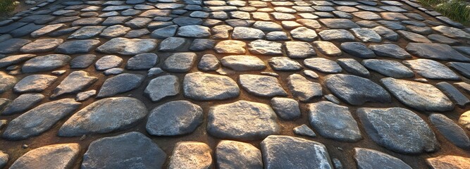 130. Detailed cobblestone path with varied stone textures