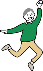 笑顔で舞うシニア男性