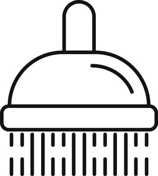 recommend clip art: Simple icon of a shower head spraying water, perfect for minimalist designs related to hygiene and bathrooms