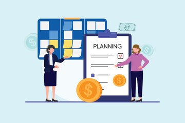 Management of finance concept.. Colored flat vector illustration isolated.