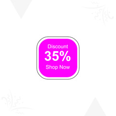 35% Discount banner. Sale offer sign. Sale tags vector template. Special offer symbol. Discount promotion. Vector design illustration Shop Now for print and web