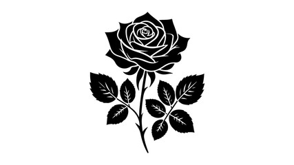 Rose silhouette vector illustration.
