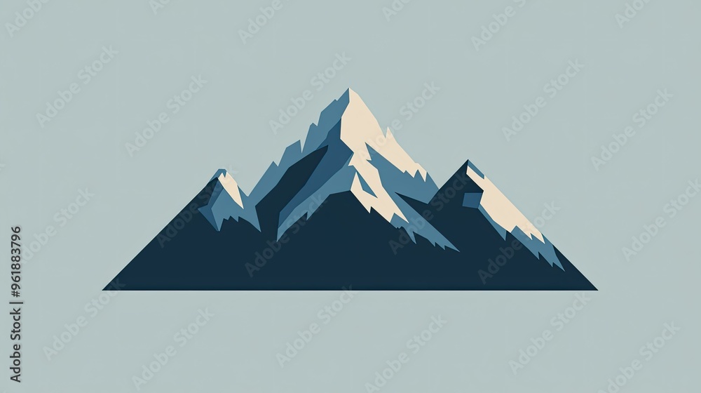 Fototapete abstract mountain icon in a flat design, using a monochromatic color scheme. the peaks are smooth an