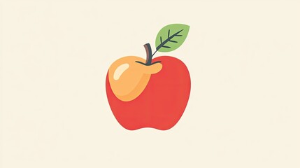 Fototapeta premium An apple icon with a leaf, symbolizing fresh fruit and healthy eating.