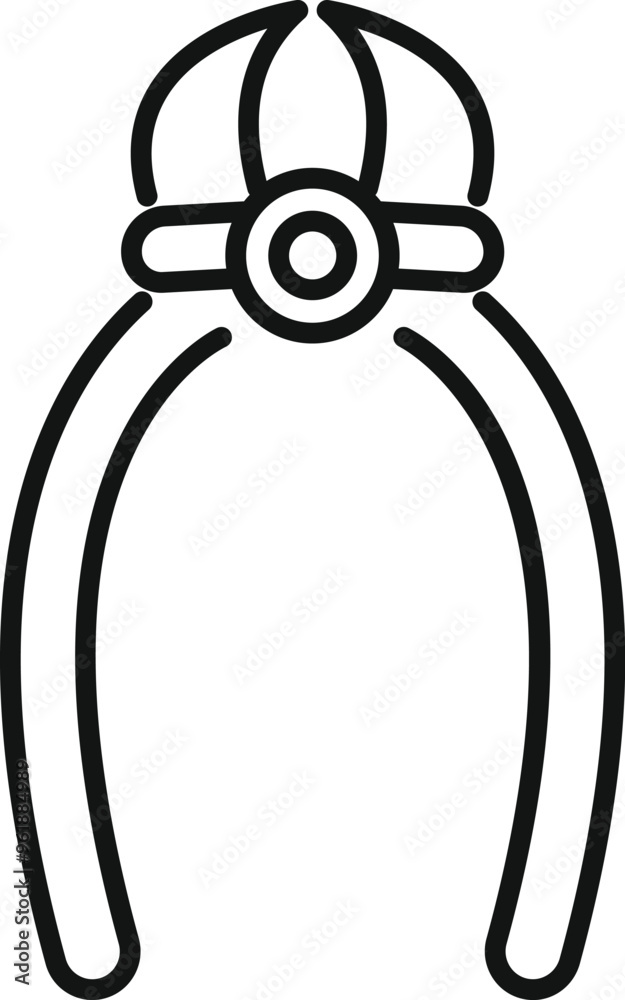 Poster nail clipper icon in outline style depicting a tool for cutting fingernails, often used for personal