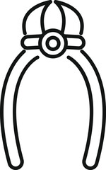 Nail clipper icon in outline style depicting a tool for cutting fingernails, often used for personal grooming