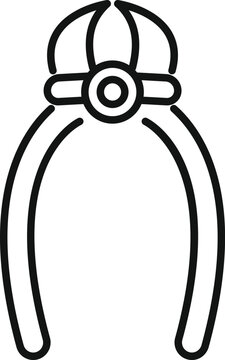 recommend clip art: Nail clipper icon in outline style depicting a tool for cutting fingernails, often used for personal grooming