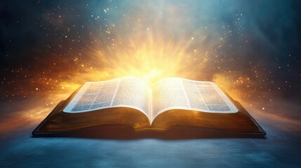 An open Bible with rays of light icon, symbolizing the divine wisdom and guidance found in scripture.